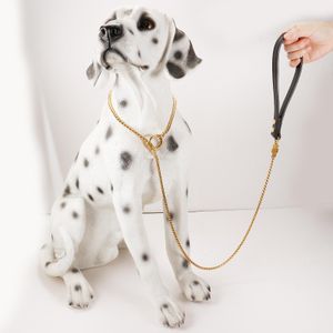 Torques Collare e guinzaglio per cani in acciaio inossidabile 316L Collana a catena per cani a maglia cubana per cani da compagnia Gioielli color oro argento Accessori robusti