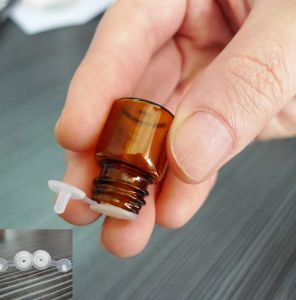 Wholesale 50 Pcs 1 ML Free Shipping High Quality (16*21) Amber Glass Essential Oil Bottle, Pull Stopper Orifice Reducer & cap
