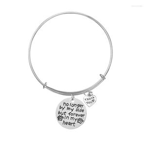 Bangle Pet Lover "no Longer By My Side Forever In Heart" Thank You Lettering Heart Pendant Charm Women Bracelets