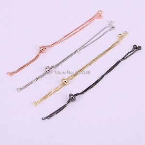 Pulseiras 20pcs ouro / preto / ouro rosa / prata pulseira de corrente de cor de corrente ajustável Macrame para jóias femininas diy