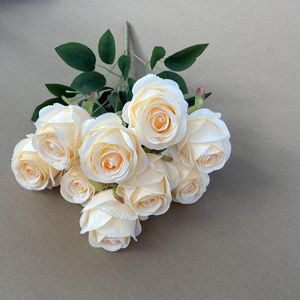 Dekorative Blumen Künstliche Seidenrosen Blumenstrauß Hochzeit Pografie Blumenarrangement Requisiten Zuhause Wohnzimmer El Rosa Blau Gefälschte Rose