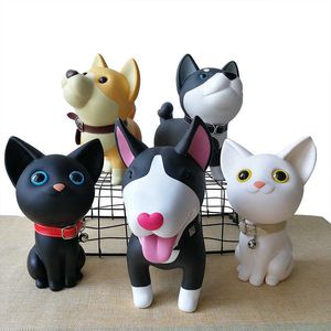 Decorative Objects Figurines Delicate PVC Knock-down Dog Money Box Lovely Birthday Gift Husky Shiba Inu Puppy Piggy Bank Cartoon Dogs Figurines Cash Coin Box G230523