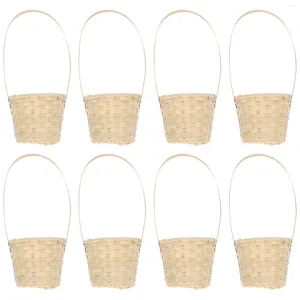 Conjuntos de utensílios de jantar 8 PCs Woven Storage Basket Rechaner Recipientes Presentes Presentes Bins Portáteis de Flores