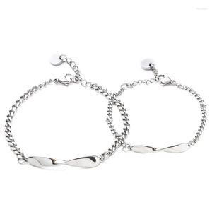 Pulseiras de link simples aço inoxidável mobius Bracelete de casal Silver Color Wurist para amante Presente do Dia dos Namorados
