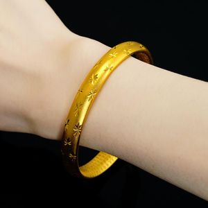 Bangle vintage bracelets for Women original 24K Gold Bracelet Artificial carving Leaves Bangle Luxury Wedding Simple Elegant jewelry