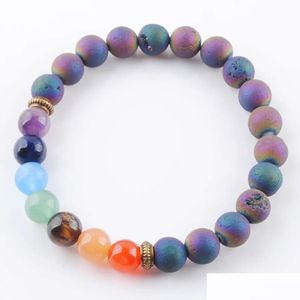 Beaded 7 Chakra Colorf Mineral Beads Strands Natural Gem Stone Rosary Yoga Mala Bead Meditation Men Women Jewelry K3326 Drop Deliver Dhcki
