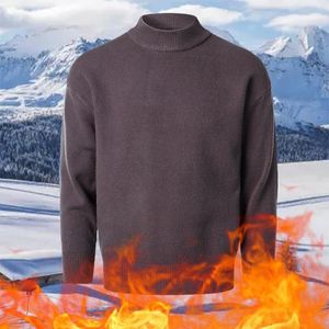 남성 스웨터 O- 넥 따뜻한 스웨터 상단 고리 긴 슬리브 느슨한 청키 한 니트 풀오버 점퍼