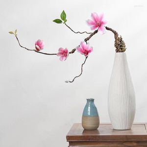 Decorative Flowers Artificial Magnolia Silk Bouquet Simulated Family Table Flower Shop Decoration Wedding Festival Banquet