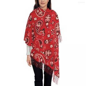 Scarves Fashion Red Bandana Pattern Scarf Wrap For Women Long Winter Warm Tassel Shawl Unisex