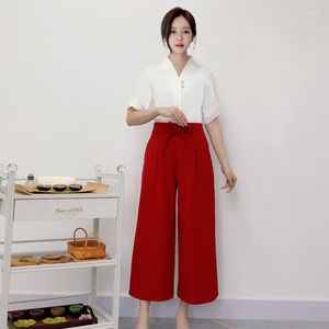 Women's Two Piece Pants Beauty Salon Women Wide Legged Work Uniforms Spa Massage Receptionist Clothing Sets Sauna Foot Bath Female Uniform