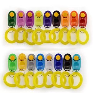 UPS New Pet Cat Dog Training Clicker Plastic New Dogs Click Trainer Clickers Transparent With Bracele Wholesale