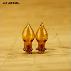 20pcs Promosyon Amber 2ml Mini Cam Eşyalar Şişesi Küçük Kozmetik Kavanoz Durdurucu Flakon Flakon Dekoratif Doldurulabilir Konteyner Toptan