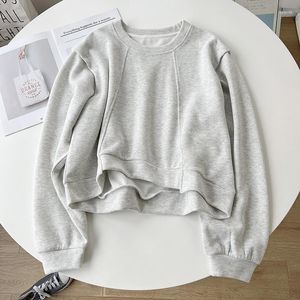 Women's Hoodies Short Sweatshirt Women Loose Round Neck Fashion Female Cotton Pullover Tops Spring Autumn Korean Style Casual Cool