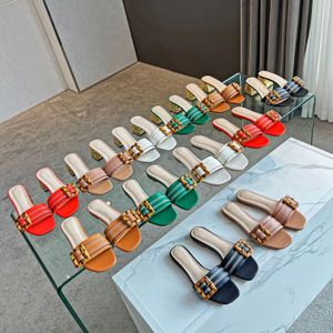 Tasarımcı Kadınlar Sandalet Bambu Toka Termeri Yüksek Topuk Sandal Emerald Deri Slide Lady Düz Slaytlar Yaz Plajı Ayakkabı Flip Flops