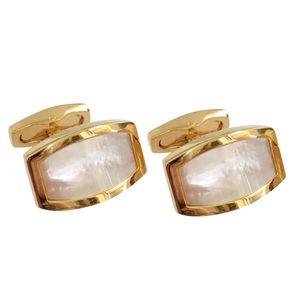 White Shell Cufflinks High-grade Men's Daily Wedding Suit Shirts Accessories Gifts Classic Golden French Business Cuff Links