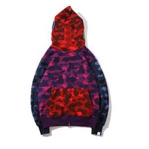 Mens hoodie designe hoodies kvinnor tröjor blå och röd dubbel färg kamouflage par casure cardigan hooded zip up hoodie man jacka womens designer kläder kläder
