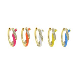 Huggie 2022 New Neon Enamel Colorful Fashion Women Girl Hoop Earring Gold Color Unique Wrap Line Micro Pave CZ Ear Jewelry