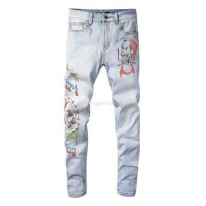 Am Amirriness Amiiris Amirirs Designer Clothing Jeans Denim Pants Amies 863 Light Color WashdedDistruperized Personalized Character Printing Trend Trend SL 4Mrd