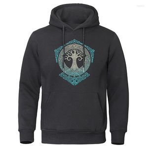 Erkek Hoodies Odin Aesir İskandinav Mitolojisi Erkekler Sweatshirt Yggdrasil Kazak Dünya Ağacı Erkekler Sıcak Sokak Giyim 2023 Kış Sonbahar Polar