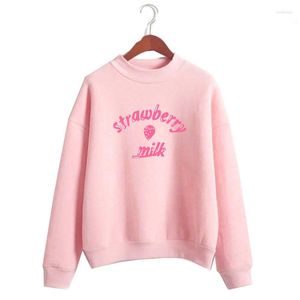 Kvinnors hoodies harajuku kawaii jordgubbar huvtröja kvinnor 2023 koreansk mode söt söt skola streetwear vinter toppar