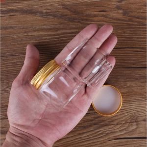 12 pieces 50ml 47*50*34mm Glass Bottles with Golden Aluminum Lids Spice Pill Container Candy Jars Vials for Wedding Giftgood qty factory outlet