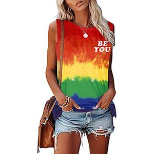 New Be You Gay Pride Tank Top Womens LGBT Rainbow Graphic Fashion Tee Summer Casual Letter Print Sleeveless Shirt