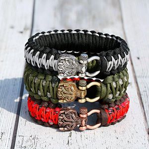 Armreifen Vintage Rock Viking Wolf Charm Armreifen Armband Männer Schmuck Mesh Kette Gold Farbe Punk Armbänder Biker Schmuck Schmuck