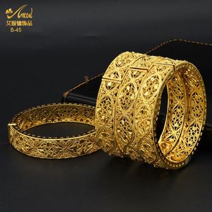 Bangles aniid Afrika Altın Bilezik Kadınlar için 24K Charm Bangles Lüks Altın Kaplama Hint Bileklik Bileklik Düğün Partisi Aksesuarları Hediye