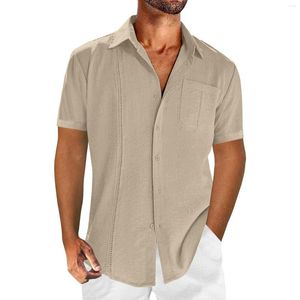 Camicie casual da uomo Camicia da bavero a maniche corte tinta unita estiva da uomo Top slim stile street