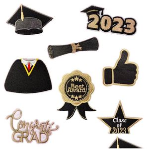 Dikiş Kavramları Araçlar 8 PCS 2023 Mezuniyet Sınıfı Embroideredes Tebrikler Dekoratif Aplike Emblem Diy El Sanatları Acce Dhjin