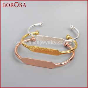 Armband Borosa 10st Partihandel guldfärg mässing blank armband inställningar gyllene platt manschett armband som gör pj026g