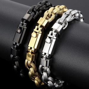 Chokers Big Size 21/23.5CM Black Gold Plated Stainless Steel Chain Man Bracelet for Men Mens Jewellery Accessories Wholesale Items