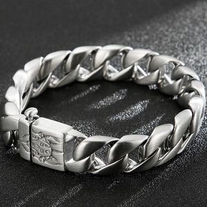 Chokers Matter Stainless Steel Men's Wrist Bracelet 15MM Wide Iron On Hand Chain Bracelets Homme Bangle Biker Jewellery Dropshipping RTS