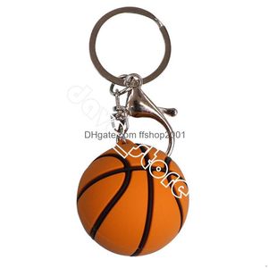 Keychains Lanyards Pvc Ball Keychain Baseball Tennis Basketball Sports Pendant Lage Decoration Key Chain Gift Keyring Drop Deliver Dhkgm