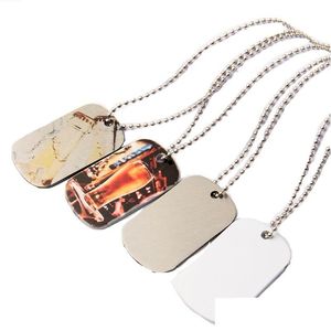 Pendant Necklaces Fashion Sublimation Blank Necklace Metal Heat Transfer Creative Dog Tag Diy Hip Hop Decorative With Chain Drop Del Dhzde