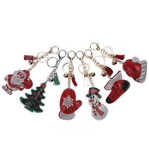 Keychains Lanyards Diamond Christmas Keychain Cartoon Key Chain Womens Lage Decorative Pendant Keyring Drop Delivery Fashion Access Dhzey