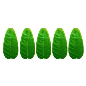 Masa paspasları 5pcs simülasyon muz yaprağı placemat mat yapay yapraklar veya hawai luau orman parti malzemeleri dekorasyonlar (yeşil