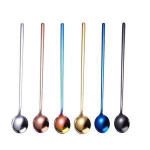 Spoons 304 Stainless Steel Home 13Cm Coffee Tea Mixing Spoon Mini Round Dessert Scoop Kitchen Bar Dining Tableware 7 Colors Drop Del Dh7Gn