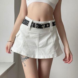 Skirts Summer White Mini Cargo Skirt For Women Y2K Harajuku Fairy Grunge Low Waist Luxury Female Sexy Black Micro StreetwearSkirts