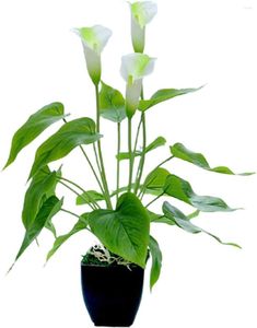 装飾的な花14インチ人工植物カラリリーフェイクボンサイフラワーブラックポットの小さなフェイクポッティング