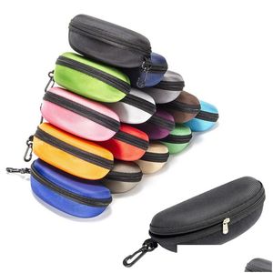 Scatole di imballaggio Scatola di protezione per occhiali da sole portatile Panno Oxford Colore nero Custodia per occhiali con cerniera Colori Mti Resistenza allo schiacciamento Occhiali Stor Dhzx0