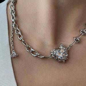 Ожерелья без вечерней чудеса модные циркониевые сердечные сети гео -лаво