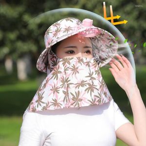 Wide Brim Hats Women UV Protection Summer Face Mask With Fan Sun Hat USB Charging Neck Cover Visor Cap Outdoor Cycling Sunscreen