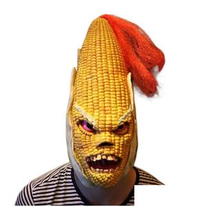 Maschere per feste Corn Monster Fl Head Mask Spaventoso Adt Realistico Laetx Halloween Fancy Dress Masquerade Cosplay Drop Delivery Home Garden F Dh5Qs