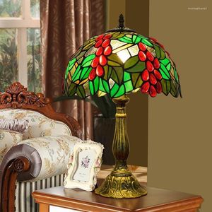 مصابيح المائدة Woerfu Tiffany Lamp 30 سم العنب Lampshape E27 غرفة نوم بجانب الأزياء الإبداعية