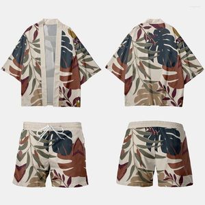 Abbigliamento etnico Kimono e pantaloncini giapponesi tradizionali Set Uomo Donna Streetwear Cardigan Cosplay Haori Fashion Print Beach Yukata