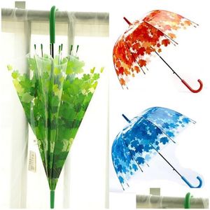 Umbrellas Fashion Long Handle Transparent Manual Arched Leaf Bubble Mushroom Umbrella Creative Gift Supplies 3 Colors Drop Delivery Dhpmx