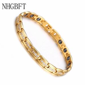 Bangle NHGBFT Stainless Steel Magnetic Bracelet for Women mens Gold Color Germanium Energy Bracelets Male Hand Chain