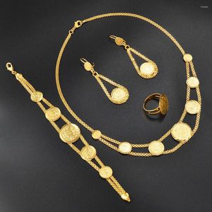 Серьги ожерелья устанавливают металлические ювелирные украшения Anniyo Арабский браслет для женщин Африканский Ближний Восток Турция Ирак #060902