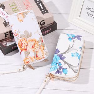 Wallets 1Pcs 2023 Women's Rose Print Wallet Fashion Wild Double Zipper Clutch Bag Multi-card Purse Portable Cellphone Gifts